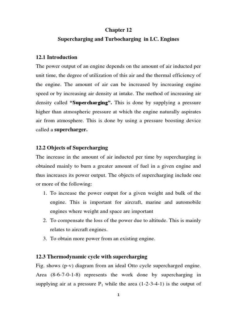 Supercharging and Turbocharging in I.C. Engines PDF Turbocharger