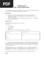 Assignment 2 Topic: Searching/Sorting: Input Format