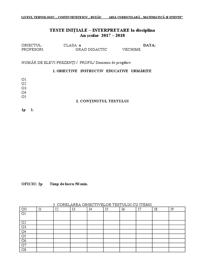 Fisa TEST SUMATIV Interpretare 2018 | PDF
