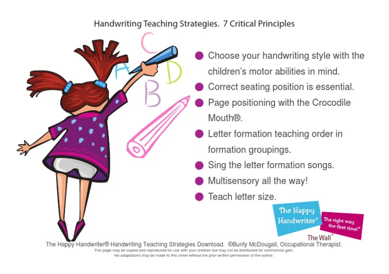 The Happy Handwriter Handwriting Teaching Strategies Checklist PDF | PDF