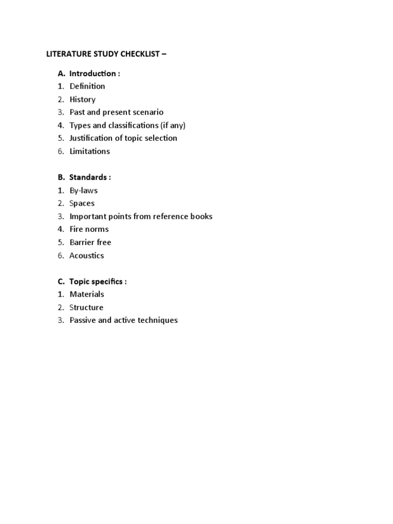 Literature Study Checklist | PDF