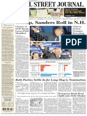Wallstreetjournal 20160210 The Wall Street Journal, PDF, Bernie Sanders