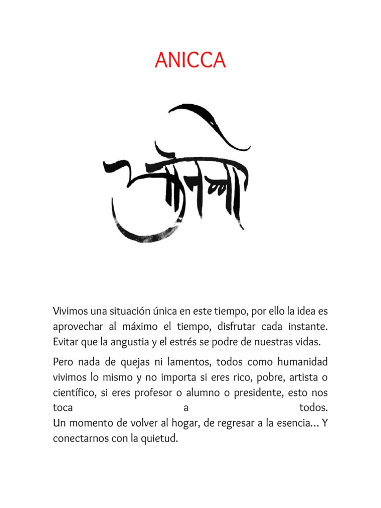 Anicca: La Impermanencia en la Vida | PDF | Science | Ciencia filosófica