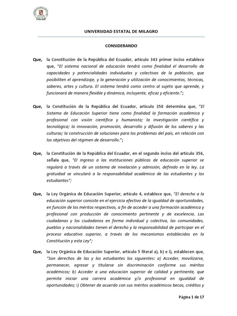 Ley de Educación Superior en Ecuador | PDF | Educación más alta ...