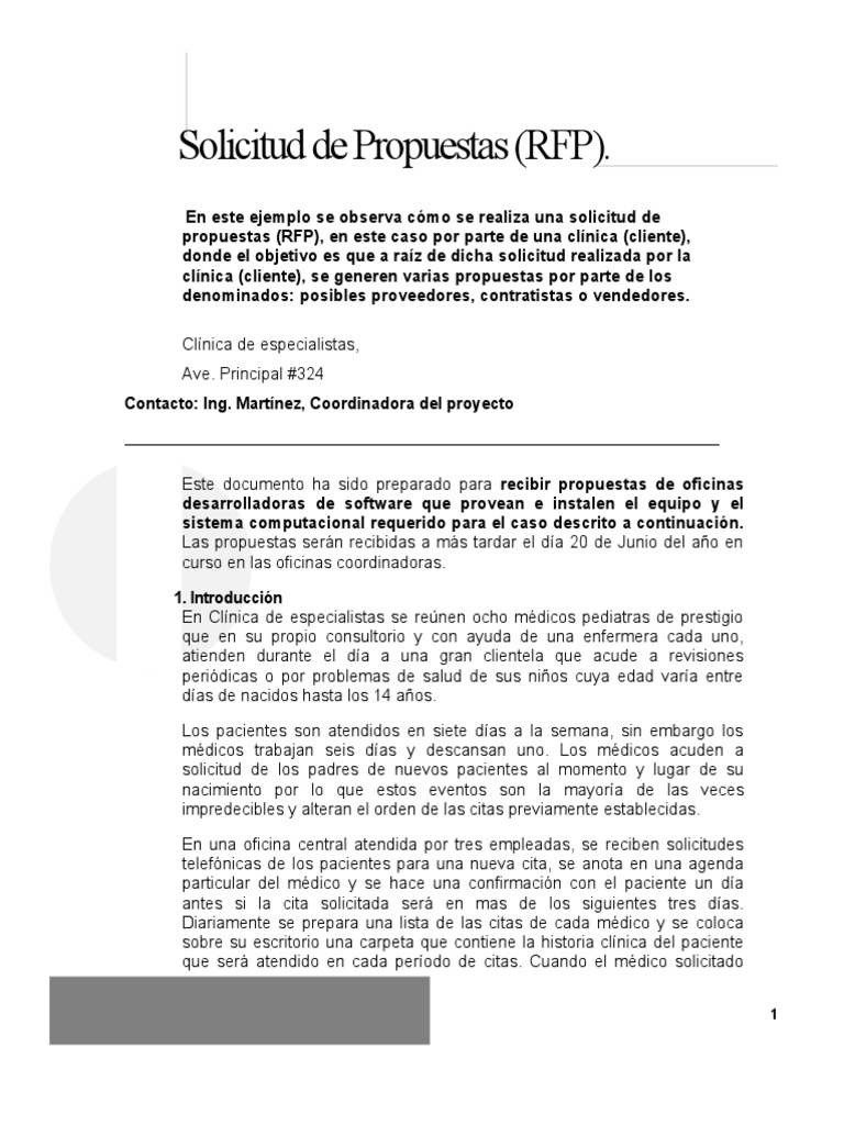 EV Ejemplo - de - Una - Solicitud de Propuesta (RFP) - para - Una ...