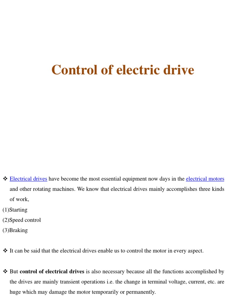 Control of Electric Drive PDF Electric Motor Steady State