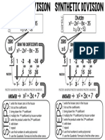 Synthetic Division Cheat Sheet PDF