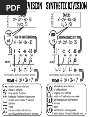 Synthetic Division Cheat Sheet Pdf | Pdf | Mathematical Analysis | Discrete Mathematics