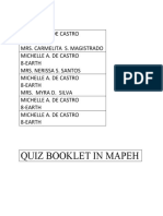 Quiz Booklet in Mapeh