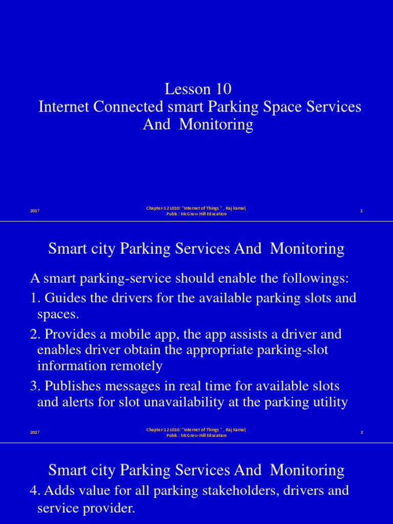 Lesson 10 Internet Connected Smart Parking Space Services and ...