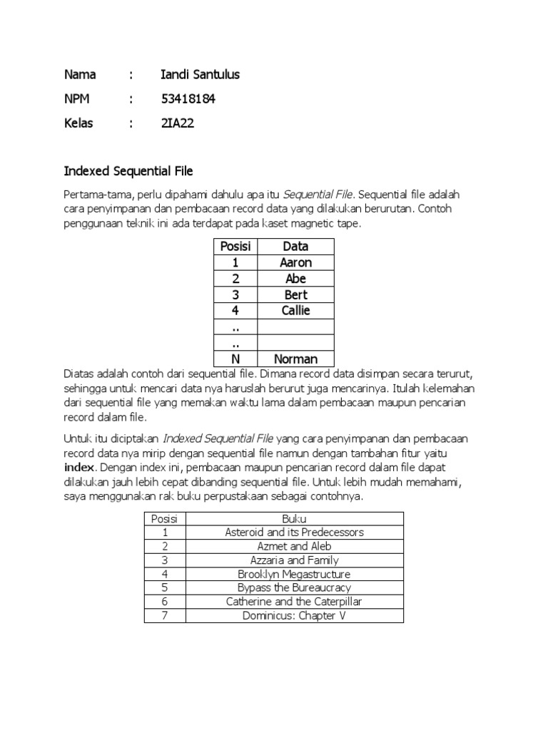 Indexed Sequential File | PDF