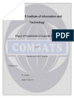 COMSATS Institute of Information and Technology: Project of Fundamental of Corporate Finance