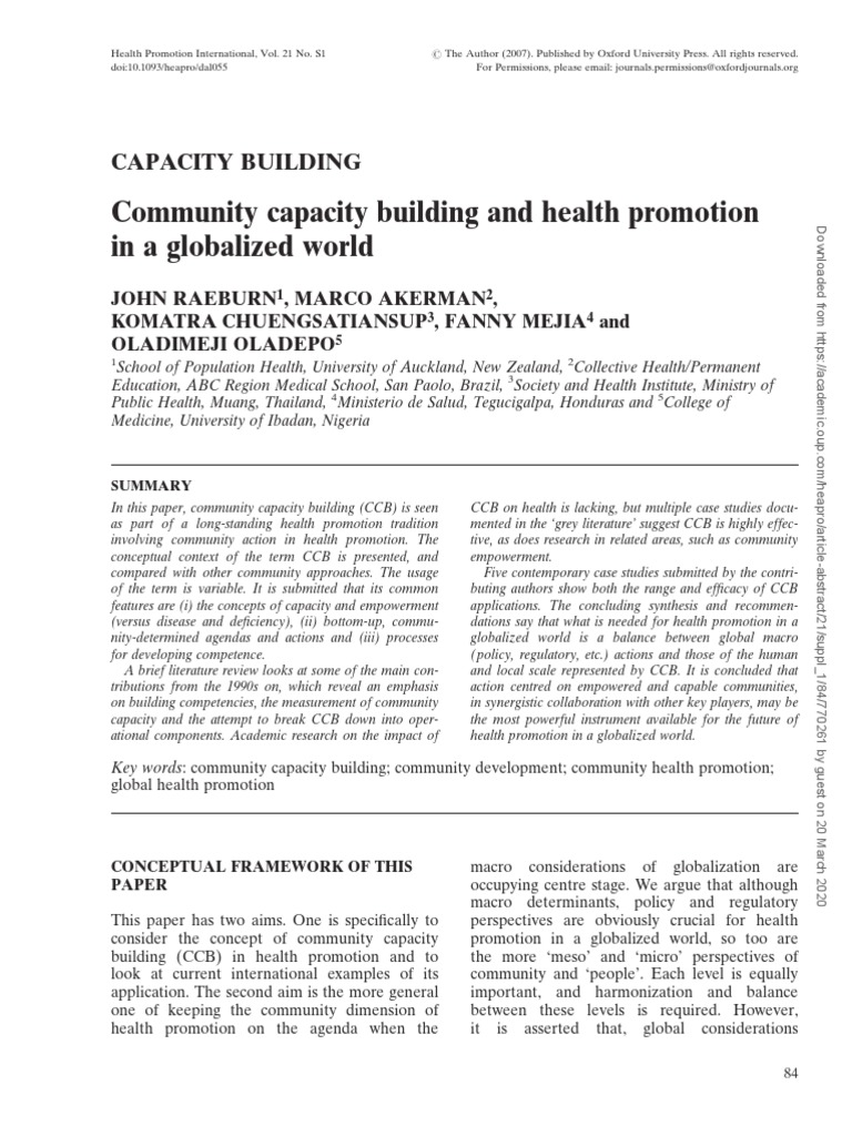 CCB and Health Promotion | PDF | Community | Health Promotion