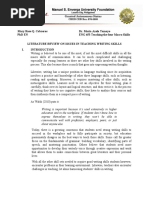 Mary Rose Q. Cabreros Dr. Maria Azela Tamayo PHD en ENG 453 Teaching The Four Macro Skills Literature Review On Issues in Teaching Writing Skills I