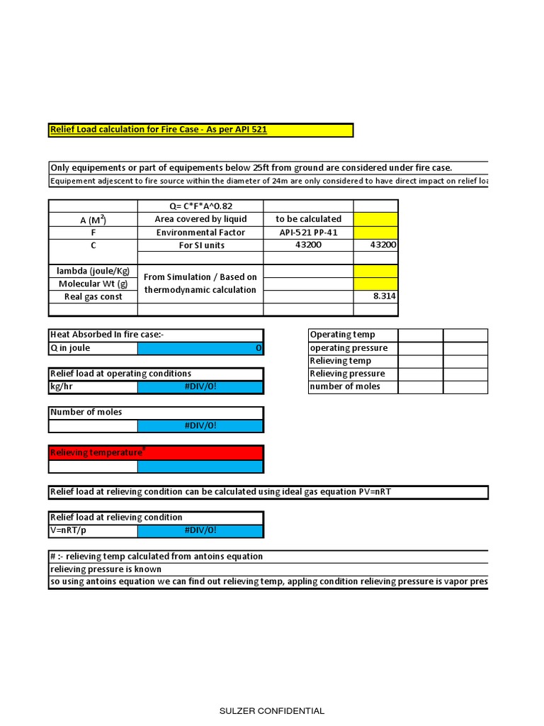PSV Relief Load Calculation for Fire Cases | PDF