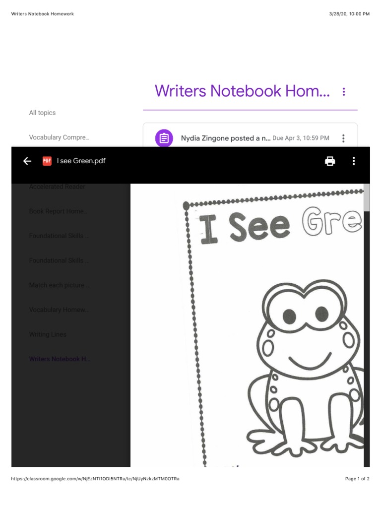 Writers Notebook Homework PDF | PDF | Written Communication | Publishing