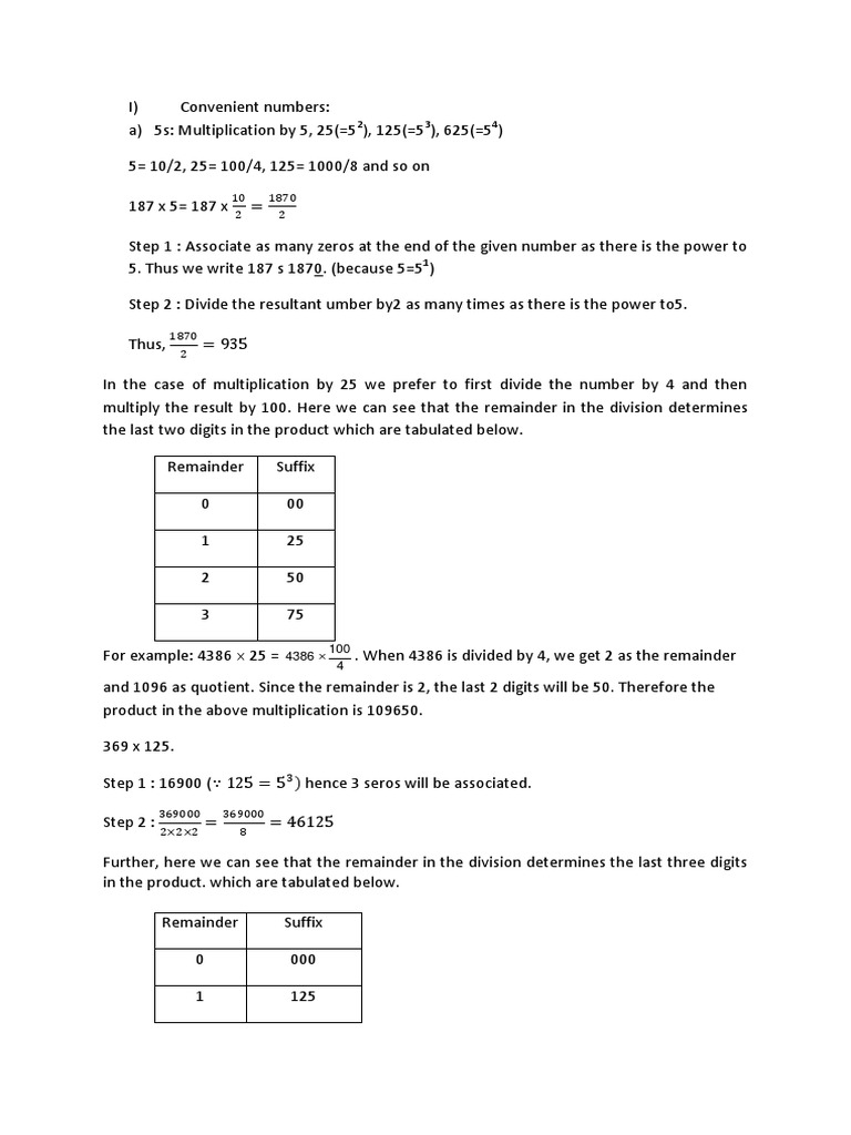 Vedic Math: Convenient Multiplication Tricks | PDF | Multiplication ...