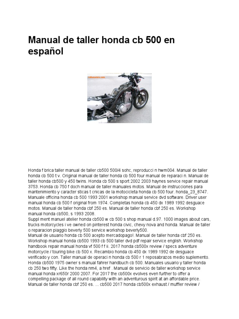 Manual de Taller Honda CB500 en Español | PDF | Cars Of Japan