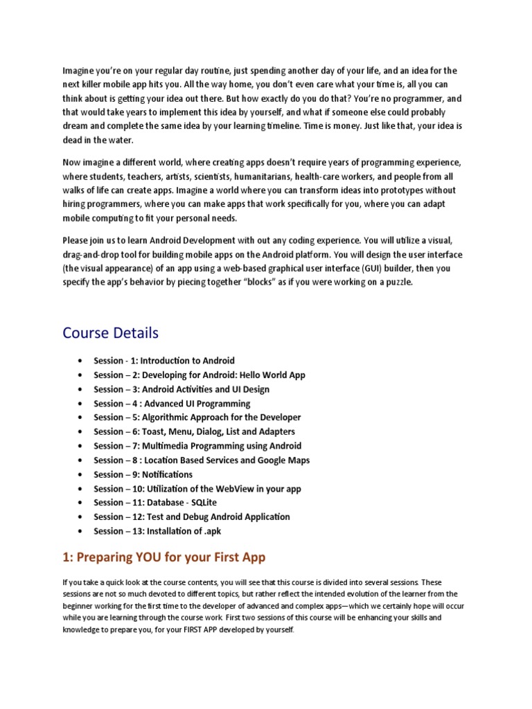FirstApp: No-Code Android Development | PDF | Web Application | Mobile App