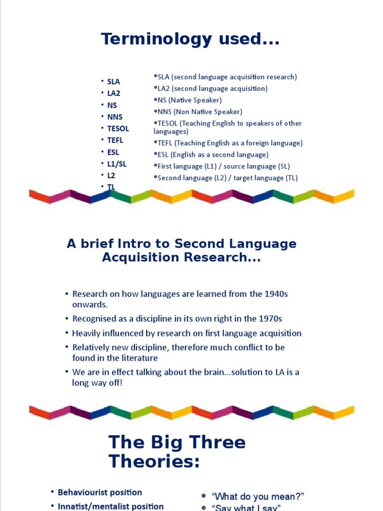 Overview of SLA Theories and Terminology | PDF | Second Language ...