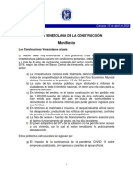 Manifiesto de La Cámara Venezolana de La Construcción - Abril 2020