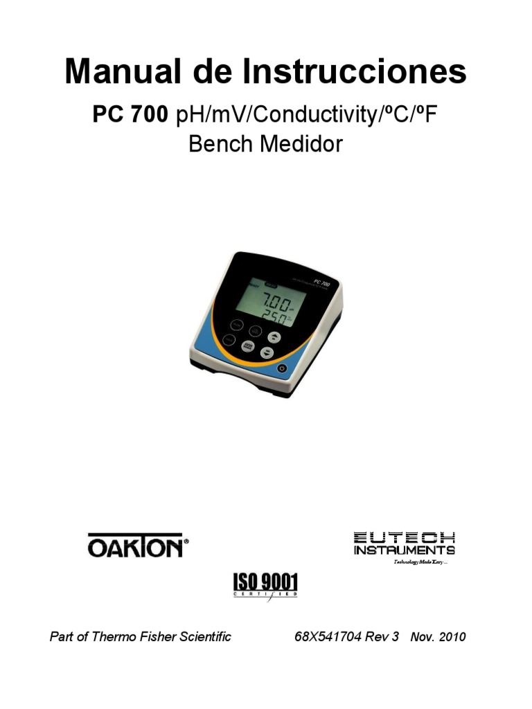 Manual PC 700: pH y Conductividad | PDF | Calibración | Medición