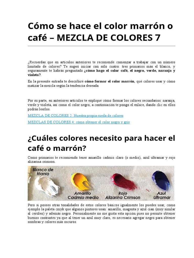 Como Formar El Color Marron Cómo Se Hace El Color Marrón o Café | PDF | marrón | Color