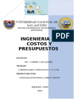 INGENIERIA DE COSTOS Y PRESUPUESTOS - CUESTIONARIOS