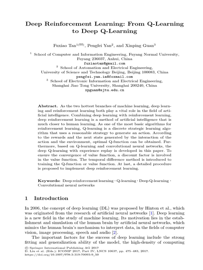 Deep Reinforcement Learning: From Q-Learning To Deep Q-Learning | PDF ...