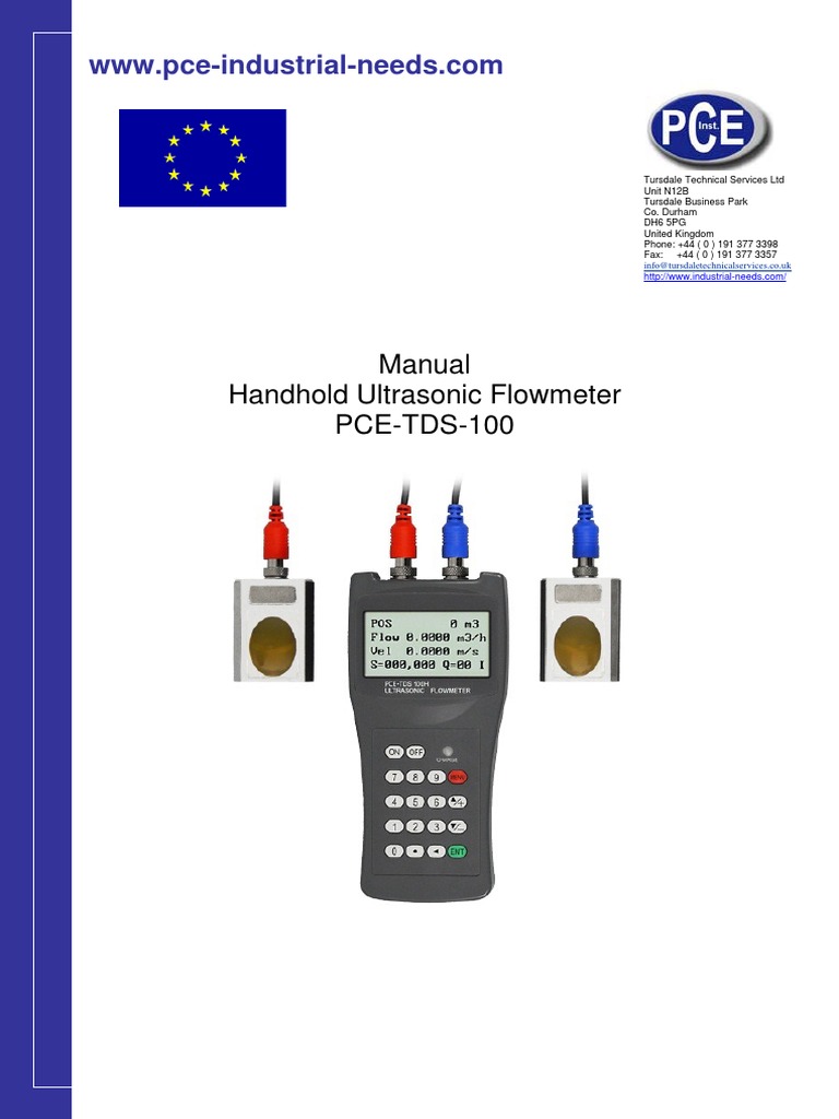 PCE-TDS-100 Ultrasonic Flowmeter Manual | PDF | Flow Measurement ...