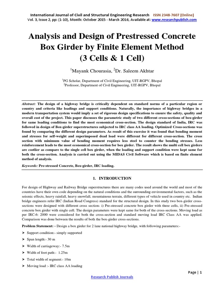 Prestressed Concrete Box Girder Analysis | PDF | Prestressed Concrete ...