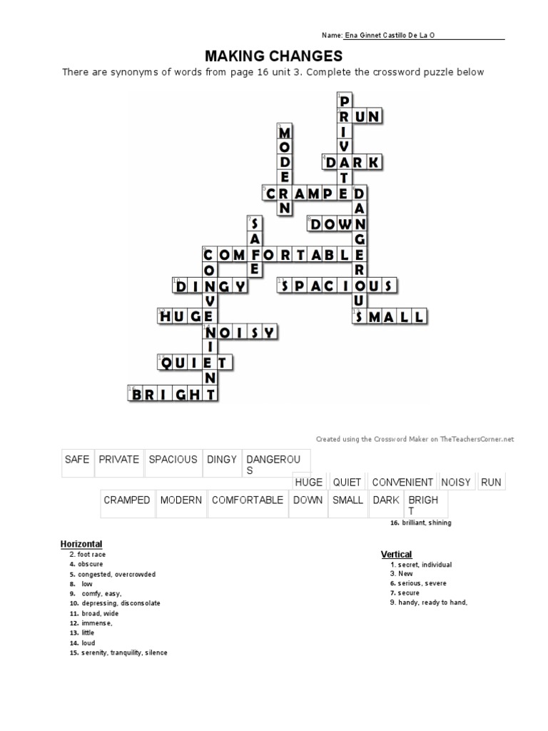 Making Changes There Are Synonyms of Words From Page 16 Unit 3