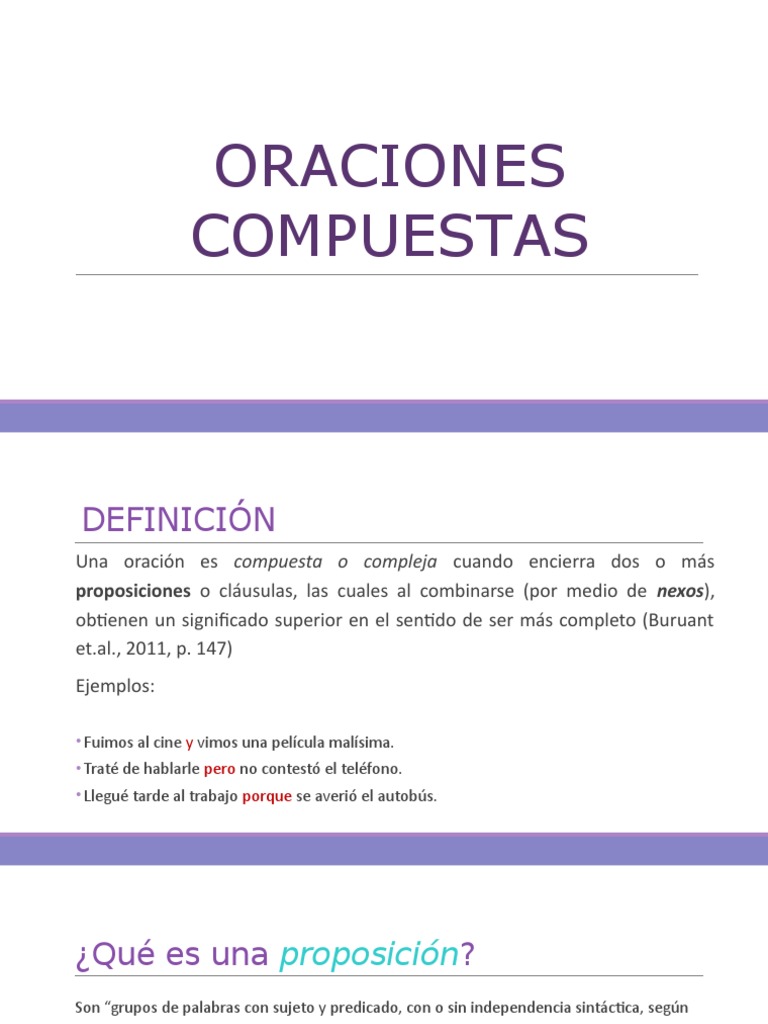 Definición y Tipos de Oraciones Compuestas | PDF | Oración (Lingüística ...