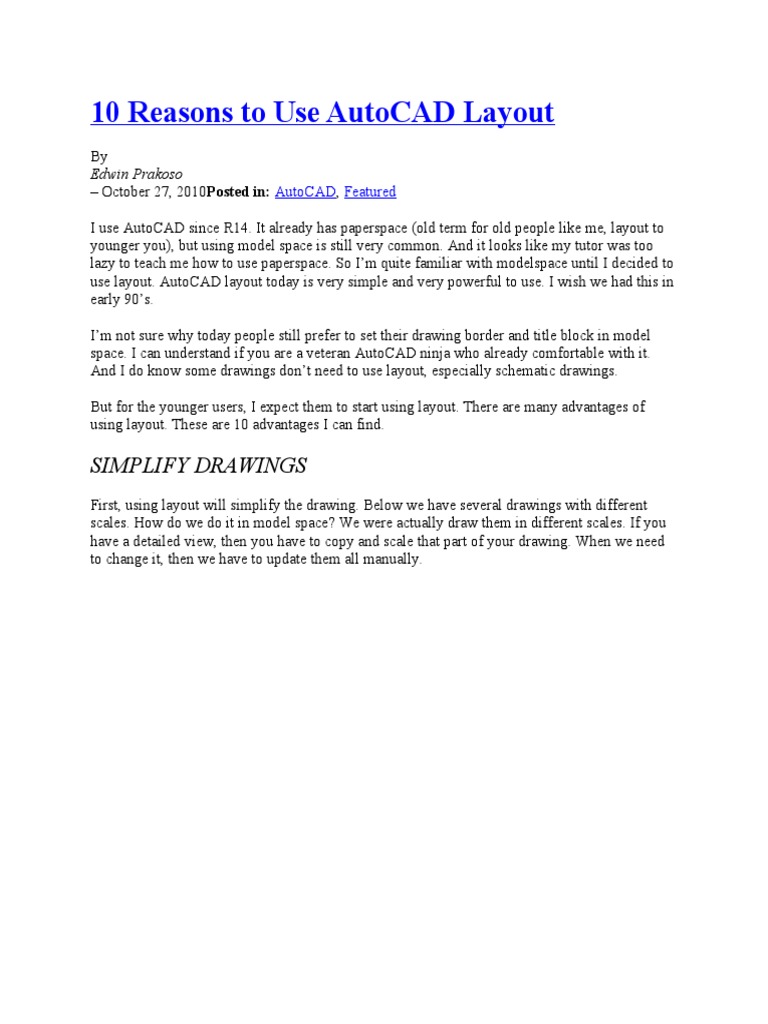 10 Reasons To Use AutoCAD Layout | PDF | Page Layout | Teaching Mathematics