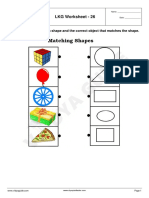 LKG Worksheet - 26: Draw A Line Between Each Shape and The Correct Object That Matches The Shape