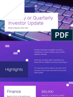 Purple and White Corporate Finance Investor Update Presentation PDF