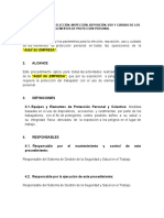 PRC-SST-014 Procedimiento para La Elección, Inspección, Reposición, Uso y Cuidado de Los EPP