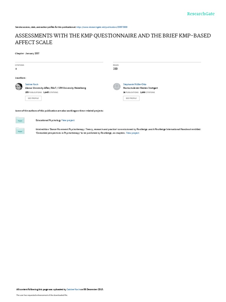 KMP Questionnaire and Affect Scale Insights | PDF | Psychometrics ...