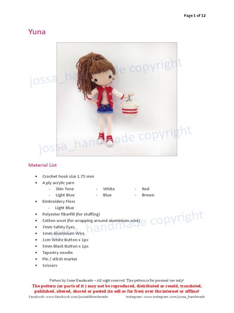 Yuna Pattern English | PDF | Crochet | Embroidery