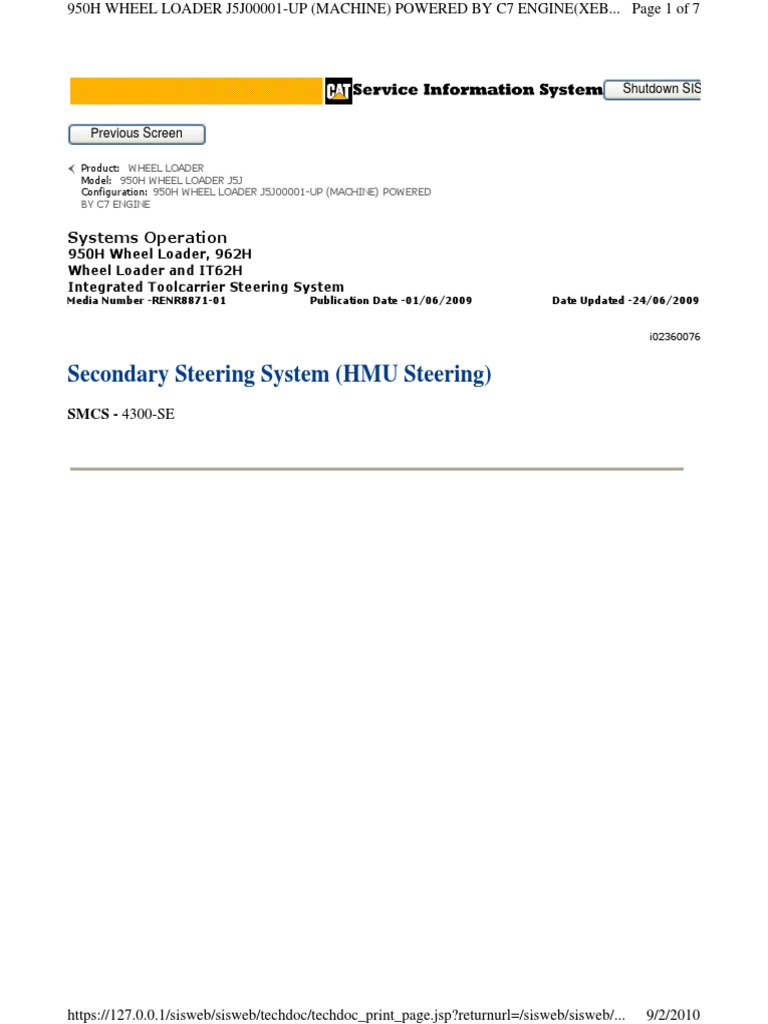 Secondary Steering System Overview | PDF | Steering | Valve