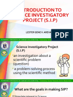 Introduction To Science Investigatory Project (S.I.P) : Lester Gene V. Arevalo