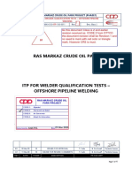 31-3 ITP For Welder Qualification Tests - Offshore Pipeline Welding