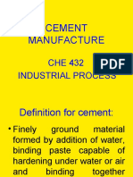 Cement Manufacture: CHE 432 Industrial Process