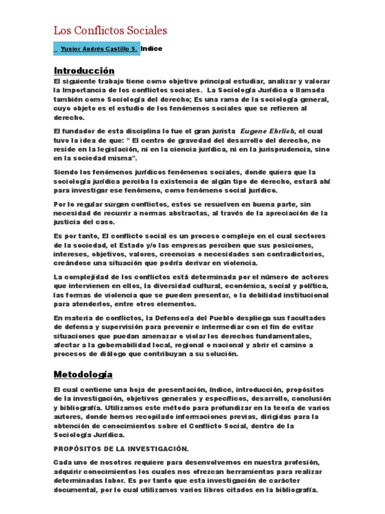 Definición y Origen de Conflictos Sociales | PDF | Conflicto social ...