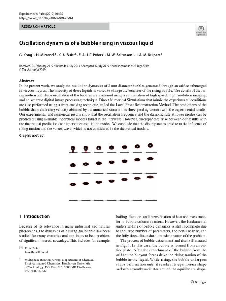Oscillation Dynamics of A Bubble Rising in Viscous Liquid | PDF ...