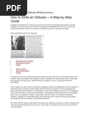 Obituary Writing structure
