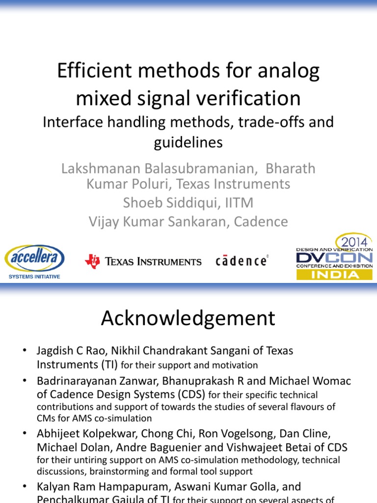 +slides - Efficient Methods For Analog Mixed Signal Verification ...