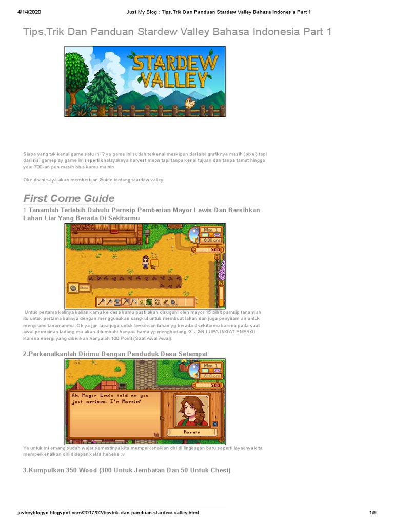 Stardew Valley 1 PDF | PDF