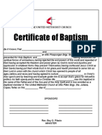 Certificate of Baptism: The United Methodist Church