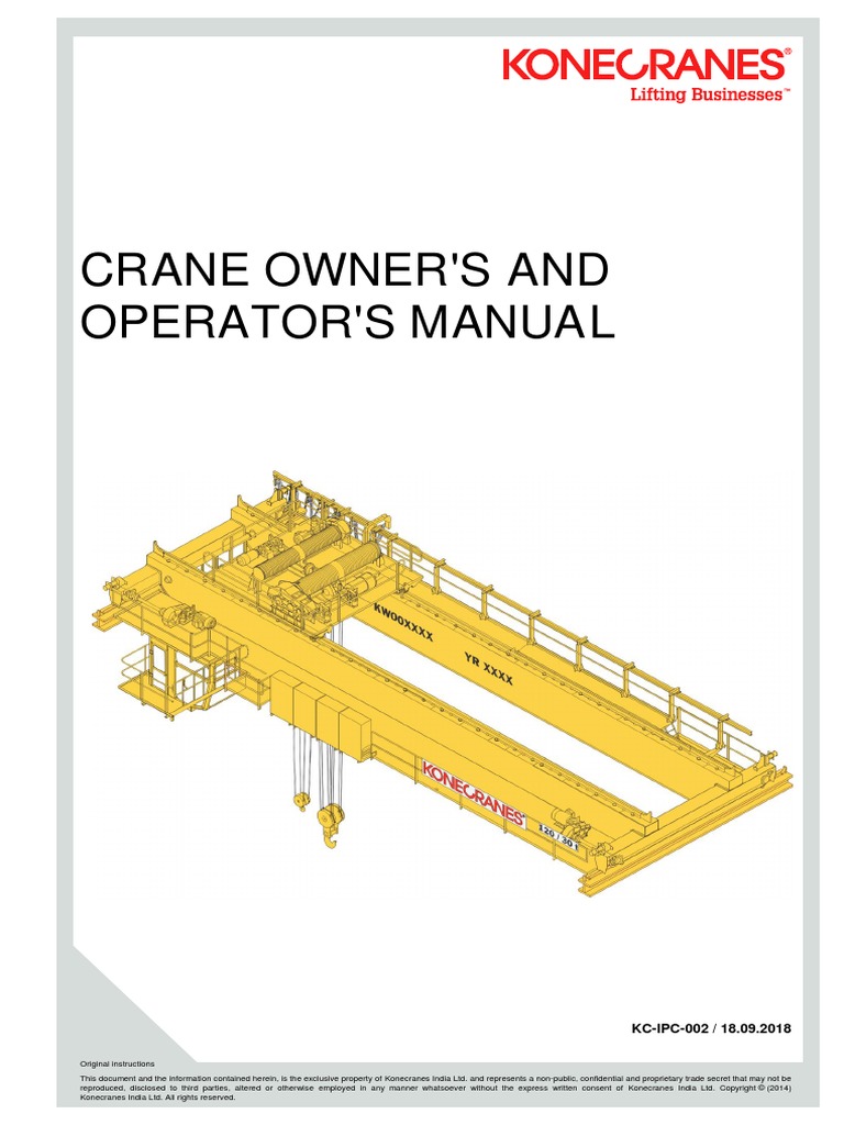 Crane Owner and Operator Manual 180918 PDF Crane (Machine) Trade Secret